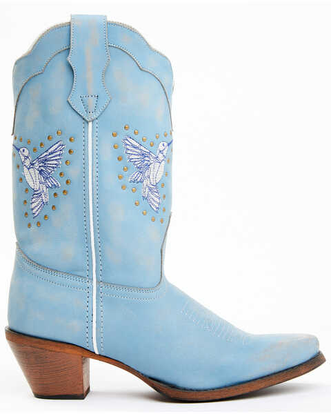 Image #2 - Laredo Women's Joy 11" Hummingbird Embroidered Western Boot - Square Toe, Blue, hi-res