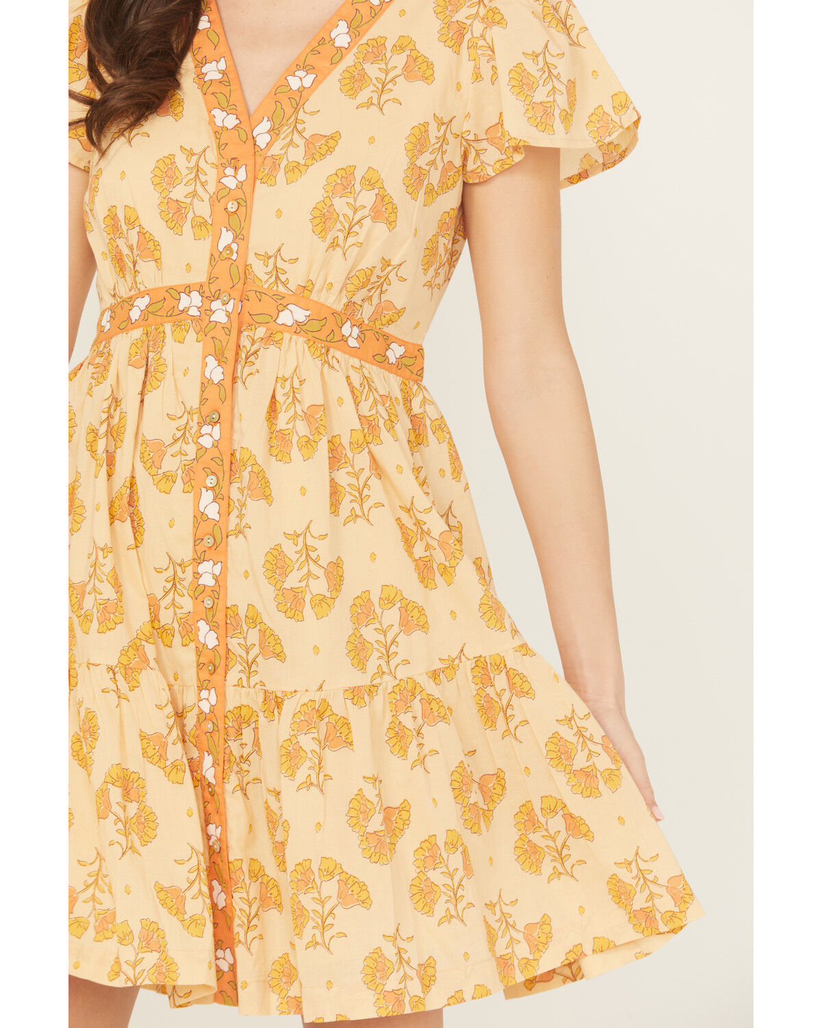 Image #3 - Bila Women's Monaco Floral Border Mini Dress, Orange, hi-res