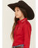 Image #3 - Ariat Girls' Serape Striped Team Logo Long Sleeve Button-Down Stretch Western Shirt, Red, hi-res