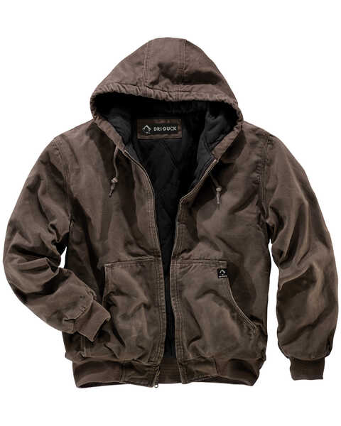 Image #1 - Dri Duck Men's Cheyenne Hooded Work Jacket - Tall Sizes (XLT - 2XLT), Brown, hi-res