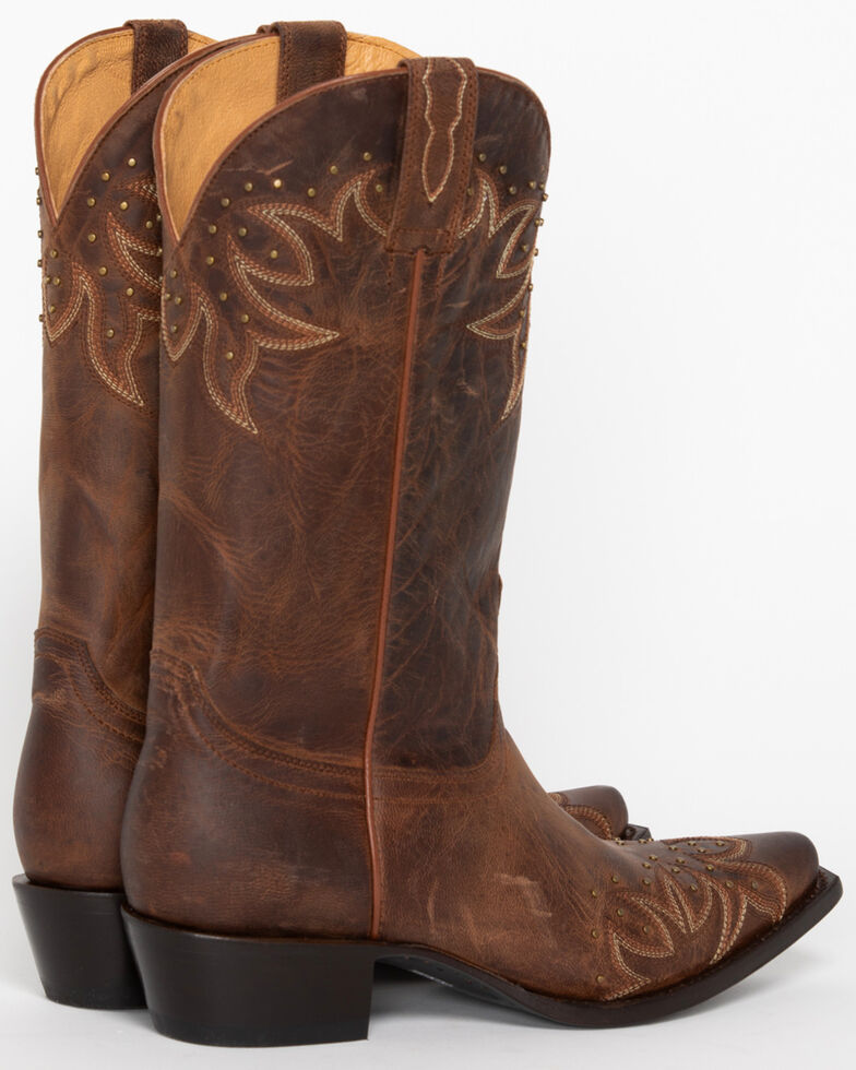 Shyanne Studded Wing Tip Cowgirl Boots - Snip Toe, Brown, hi-res