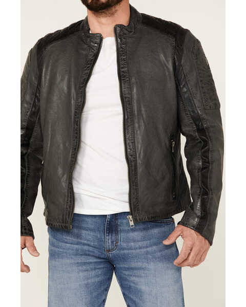 Image #3 - Maruitius Leather Men's Plexo Gray Zip-Front Leather Moto Jacket , Grey, hi-res