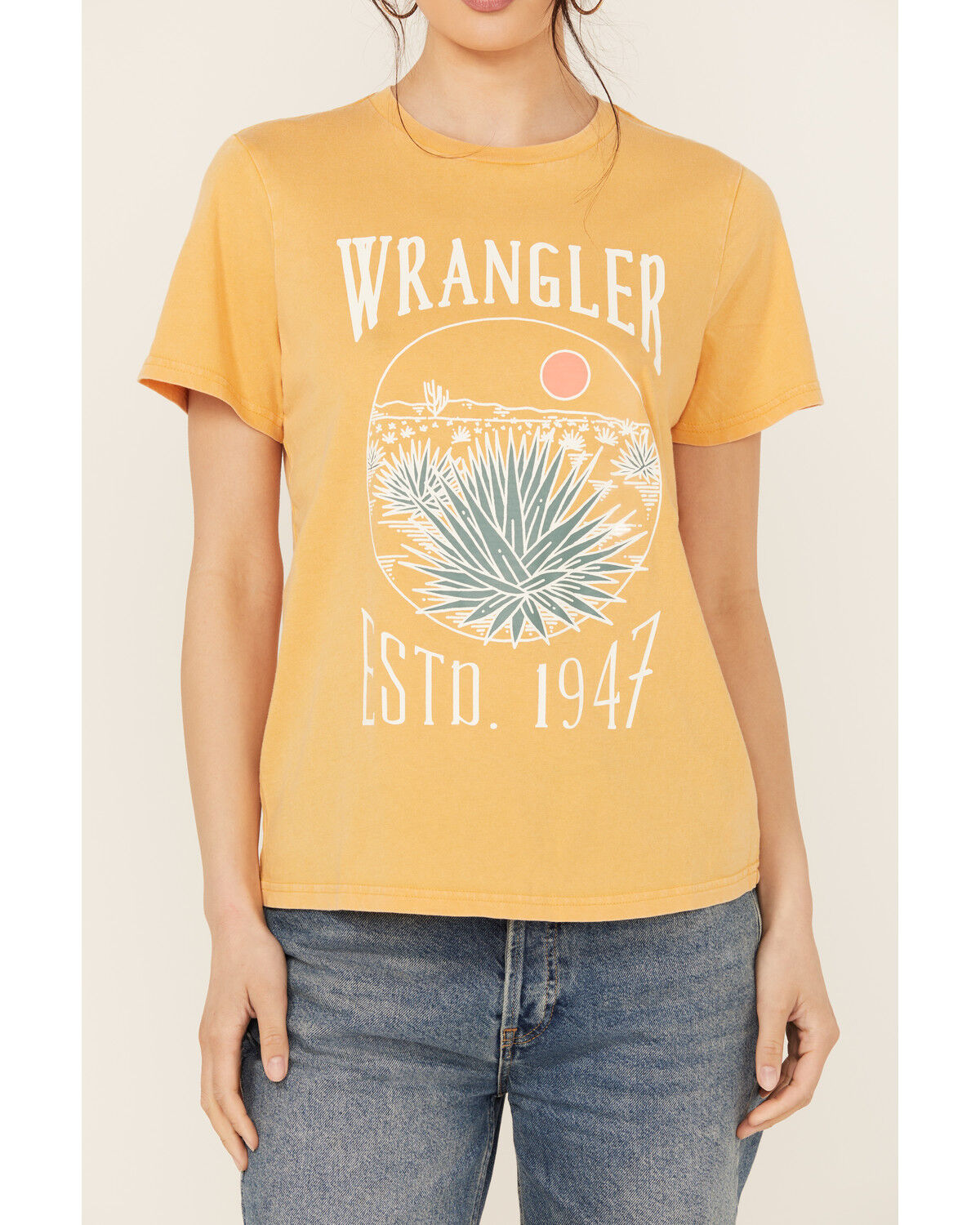 Image #3 - Wrangler Women's Boot Barn Exclusive Desert Short Sleeve Graphic Tee, Yellow, hi-res