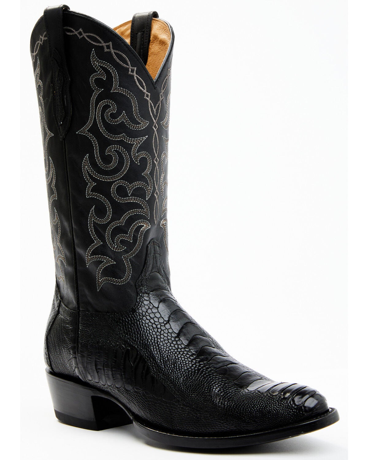 Cody James Men's Exotic Ostrich Leg Western Boots - Round Toe, Black, hi-res