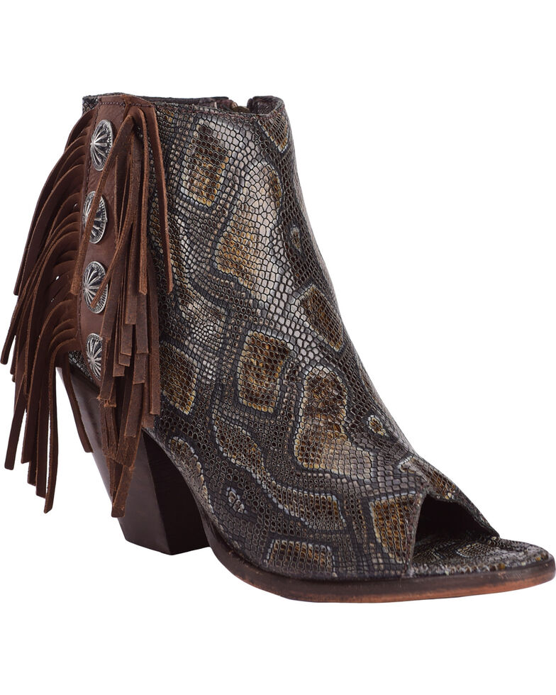 dark snake print booties