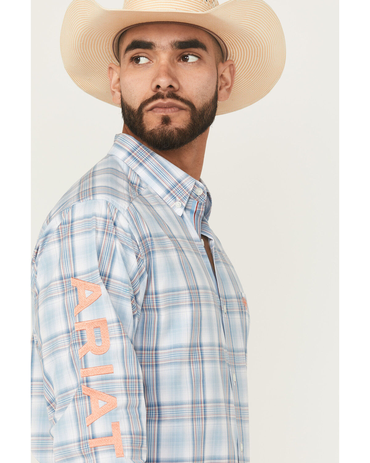 Image #2 - Ariat Men's Pro Series Team Finnegan Plaid Print Long Sleeve Button-Down Western Shirt, Blue, hi-res