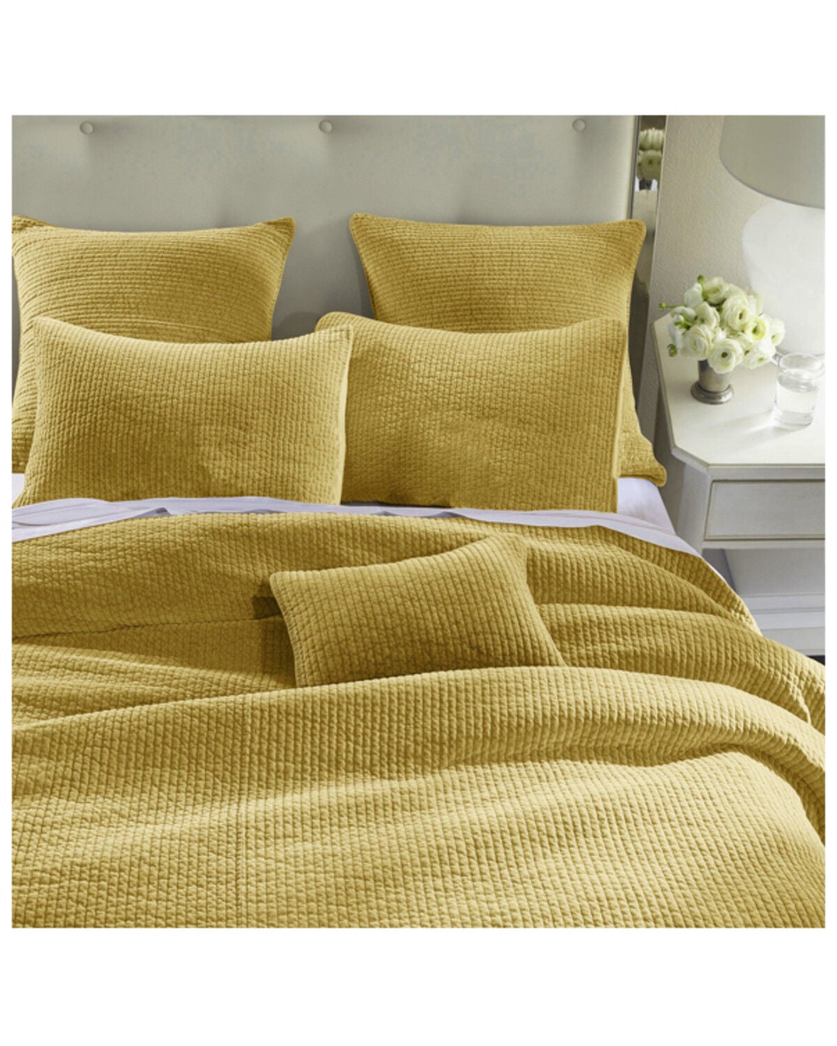 Image #1 - HiEnd Accents Tuscan Stonewashed Cotton & Velvet 3-Piece Full/Queen Quilt Set, Orange, hi-res