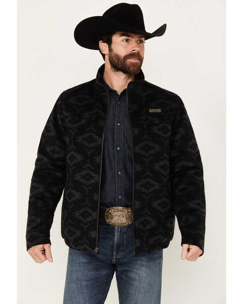 Cinch Men's Wool Insulated Southwestern Print Climate Control Jacket, Black, hi-res