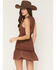 Image #6 - Shyanne Women's Embroidered Smocked Waist Mini Dress, Chocolate, hi-res