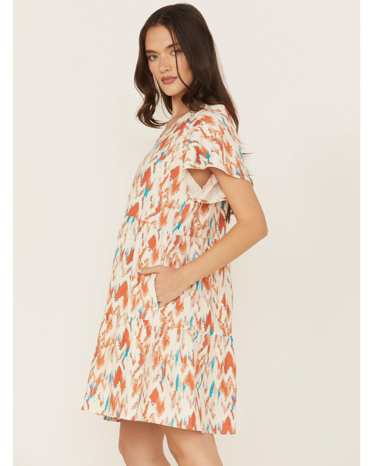 Image #2 - Ariat Women's Delilah Southwestern Print Short Sleeve Mini Dress, Rust Copper, hi-res