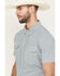 Image #2 - Panhandle Men's Geo Print Short Sleeve Snap Performance Western Shirt, Aqua, hi-res