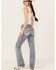 Image #1 - Miss Me Women's Medium Wash Mid Rise 34" Bootcut Stretch Denim Jeans, Medium Wash, hi-res
