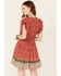 Angie Women's Ruffle Sleeve Tiered Dress, Red, hi-res
