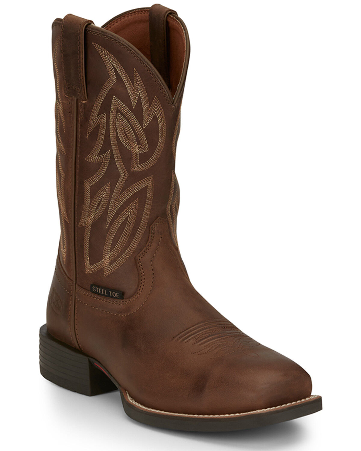 Image #1 - Justin Men's Canter Pull-On Work Boots - Steel Toe, Brown, hi-res