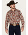 Image #1 - Cody James Men's Noah Paisley Print Long Sleeve Snap Western Shirt - Tall, Burgundy, hi-res