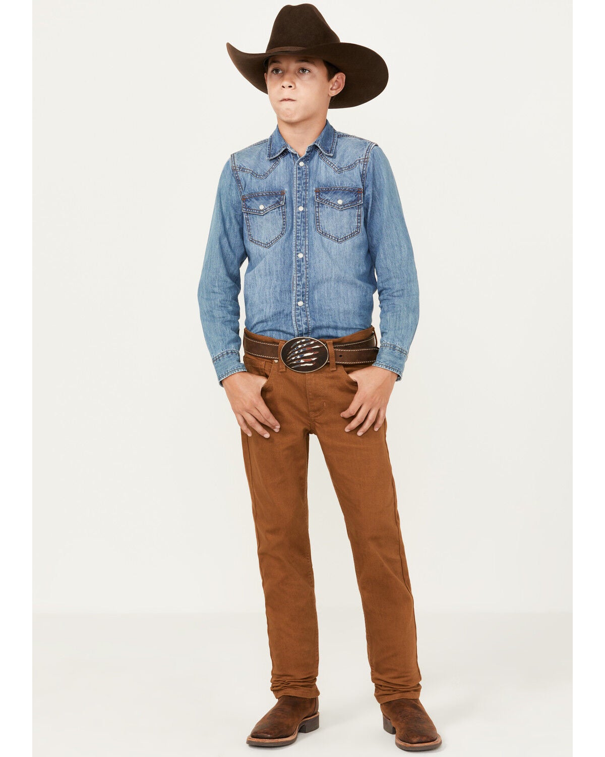 Image #1 - Cody James Boys' Rubber Slim Straight Stretch Jeans, Rust Copper, hi-res