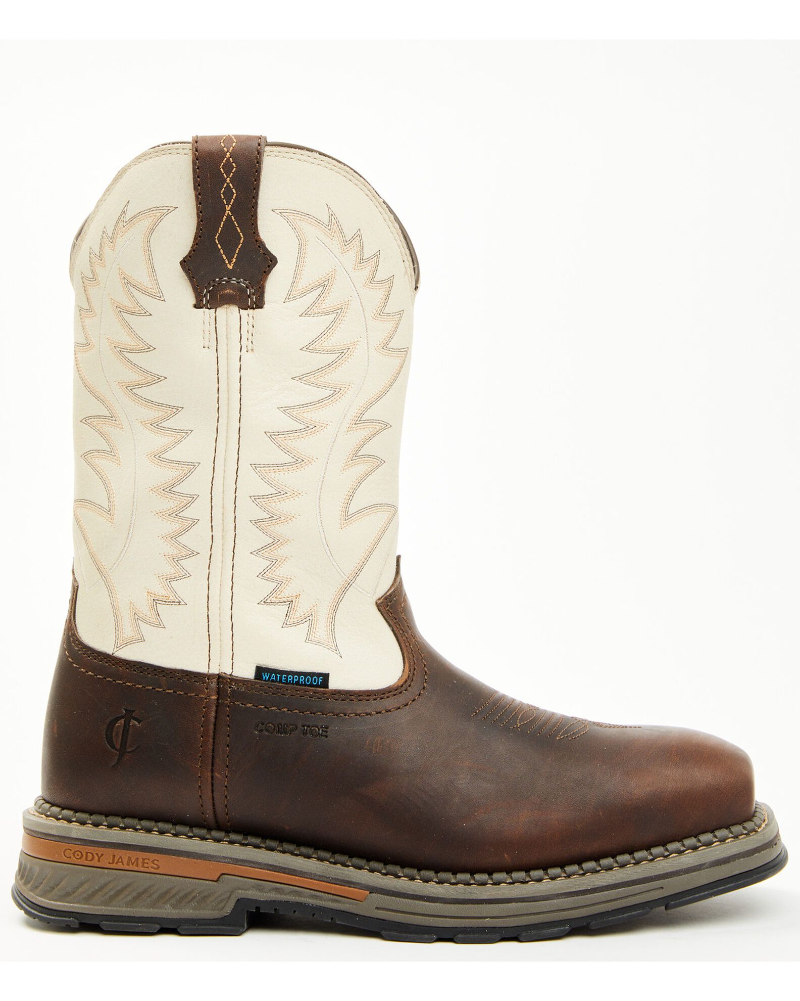 Image #2 - Cody James Men's Tyche Palace Pull-On Waterproof Work Boots - Composite Toe, Ivory, hi-res