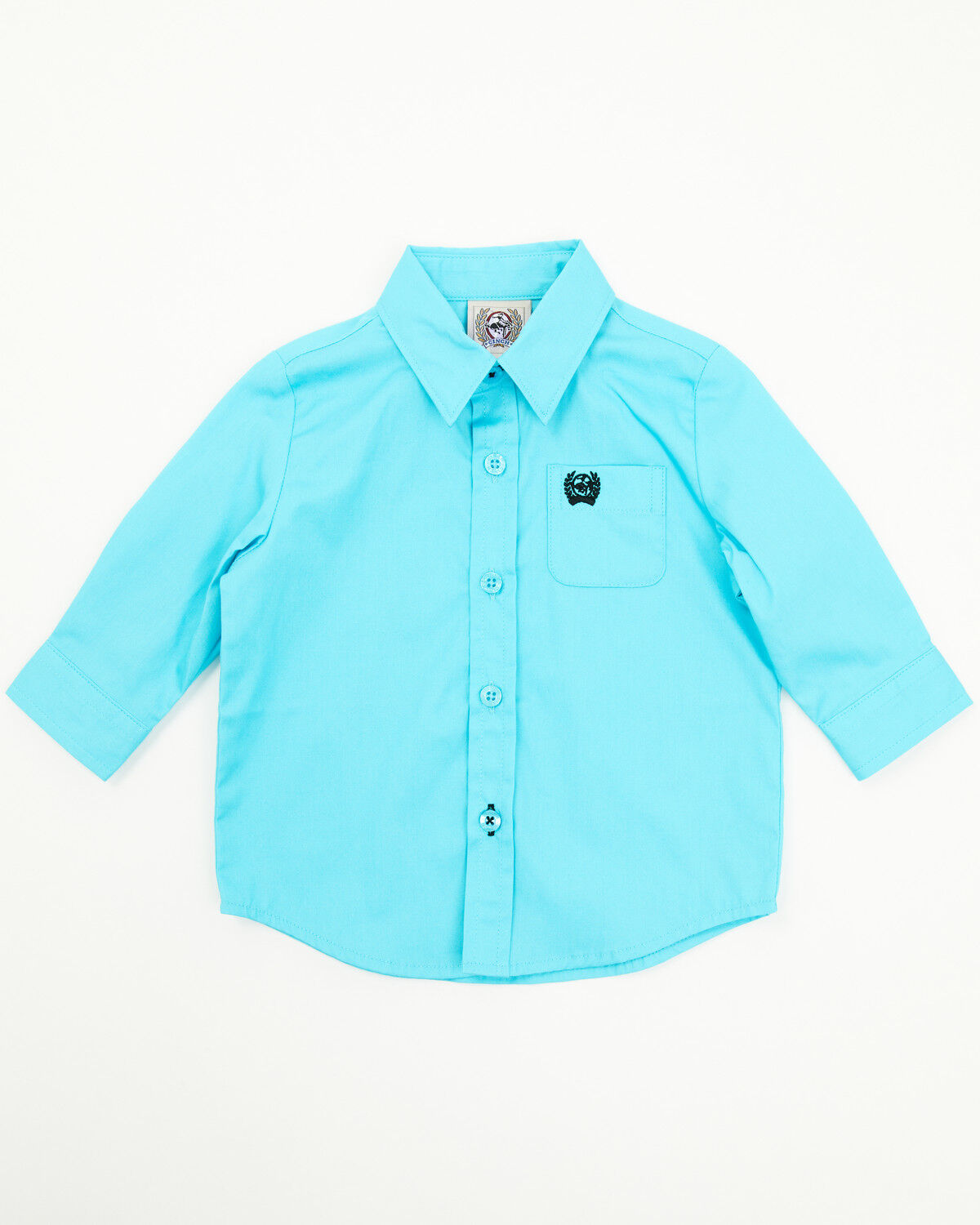 Image #1 - Cinch Infant Boys' Solid Long Sleeve Button-Down Western Shirt, Turquoise, hi-res
