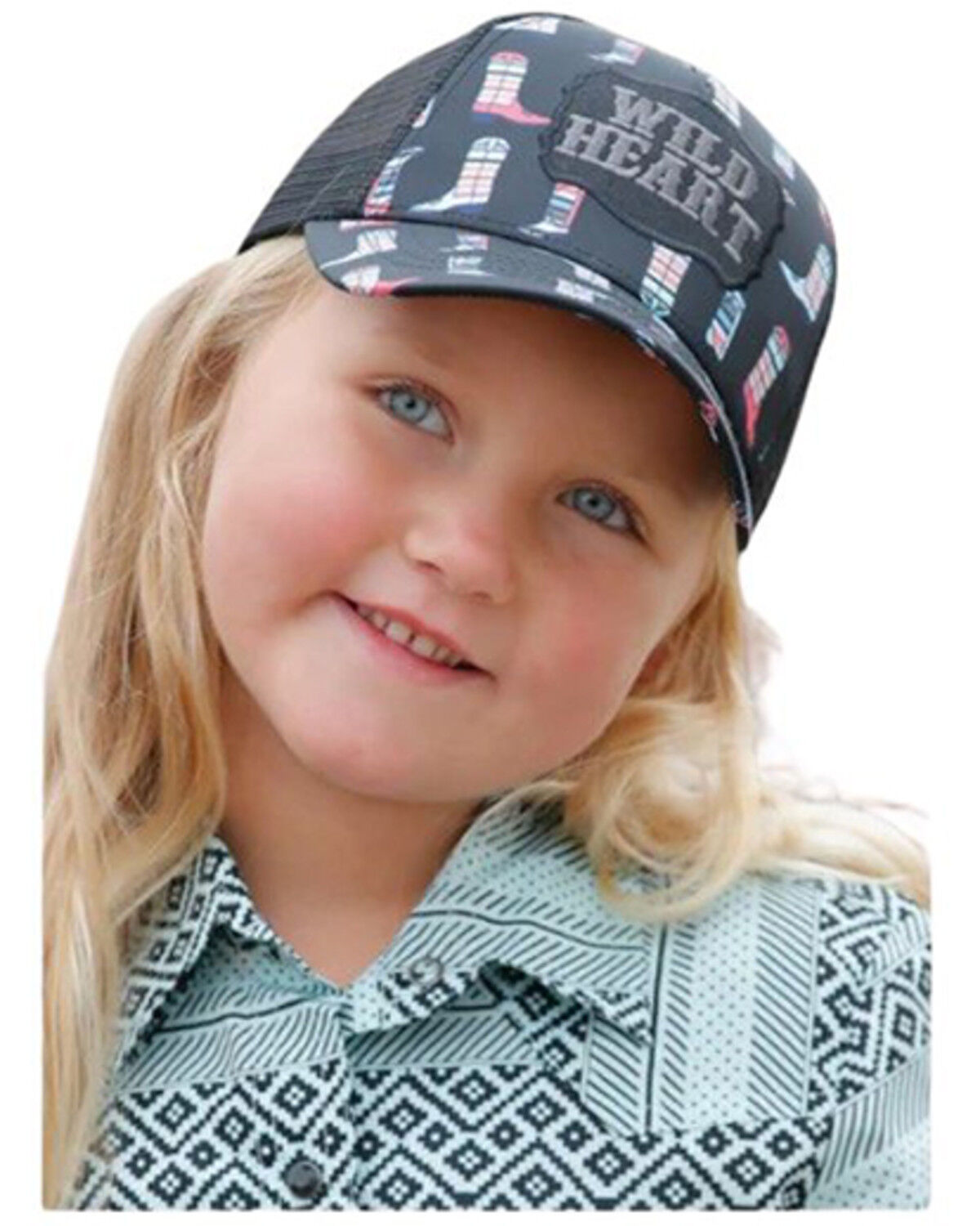 Image #1 - Cruel Girl Girls' Wild Heart Ball Cap, Black, hi-res