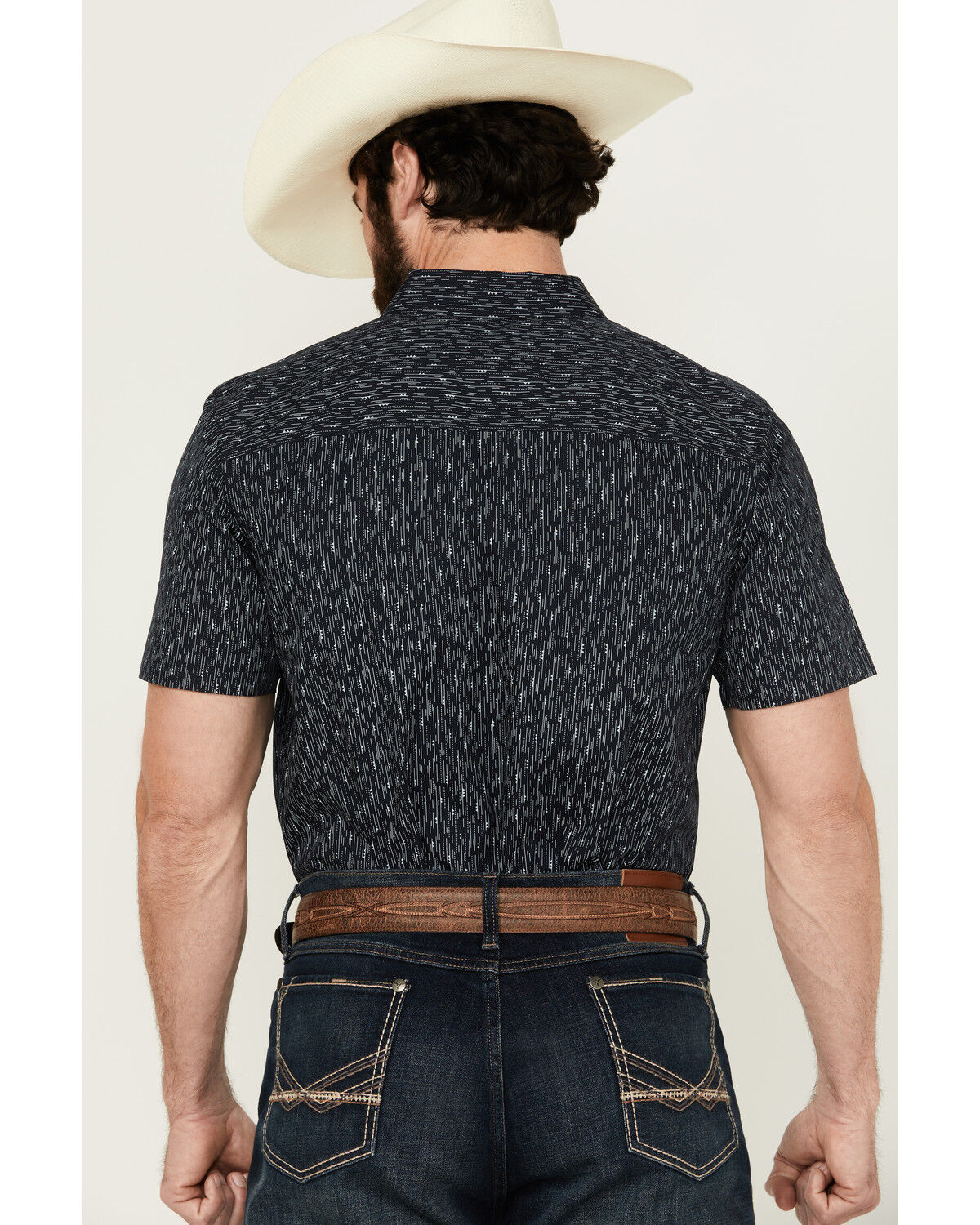 Image #4 - Gibson Men's Space Dot Geo Print Short Sleeve Button-Down Western Shirt, Navy, hi-res