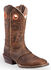 Justin Men's Silver Saddle Vamp Cowboy Boots - Square Toe, Whiskey, hi-res