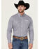 Image #2 - Wrangler Men's Geo Print Logo Long Sleeve Button-Down Western Shirt, Navy, hi-res