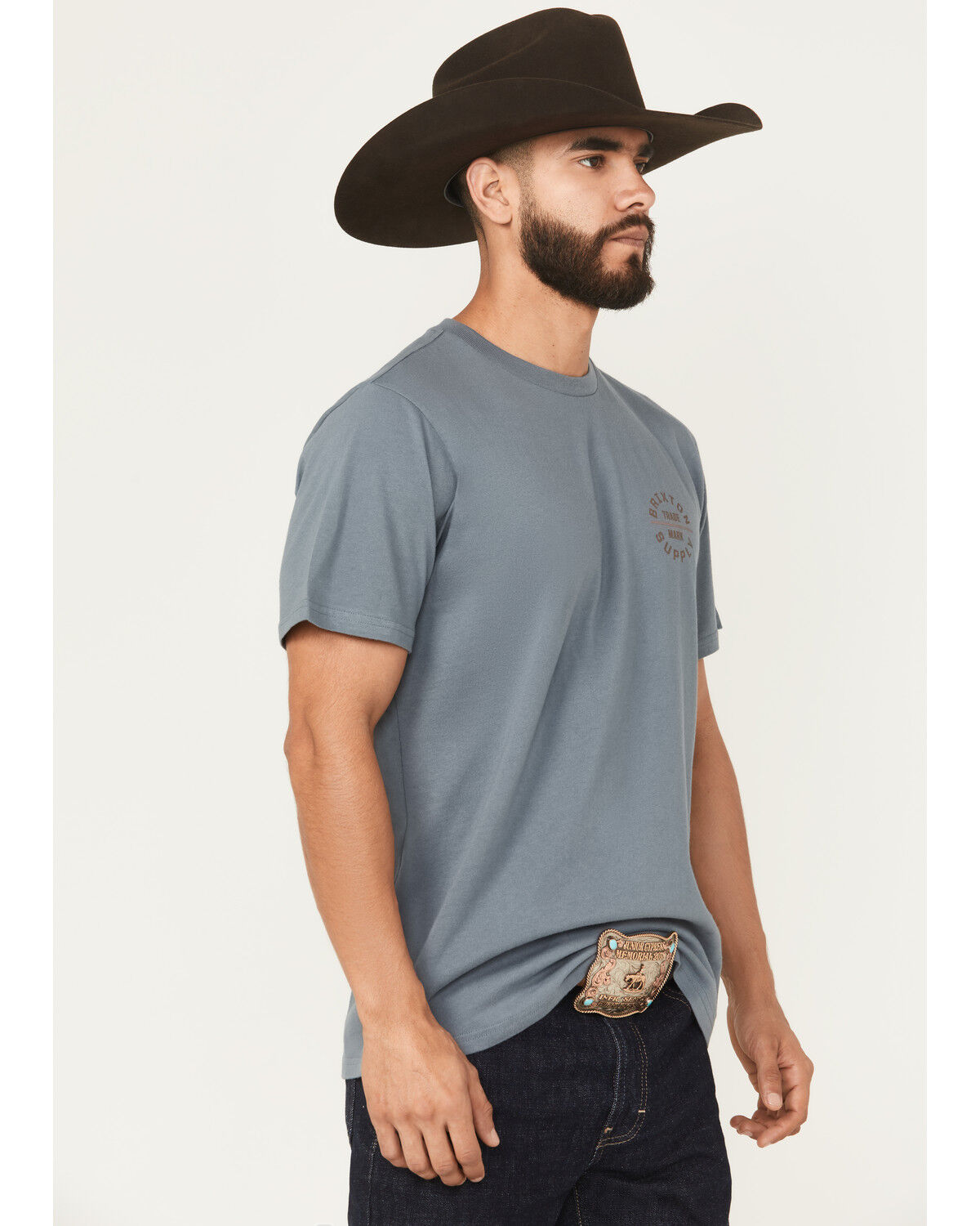 Image #2 - Brixton Men's Oath Logo Short Sleeve Graphic T-Shirt, Steel Blue, hi-res