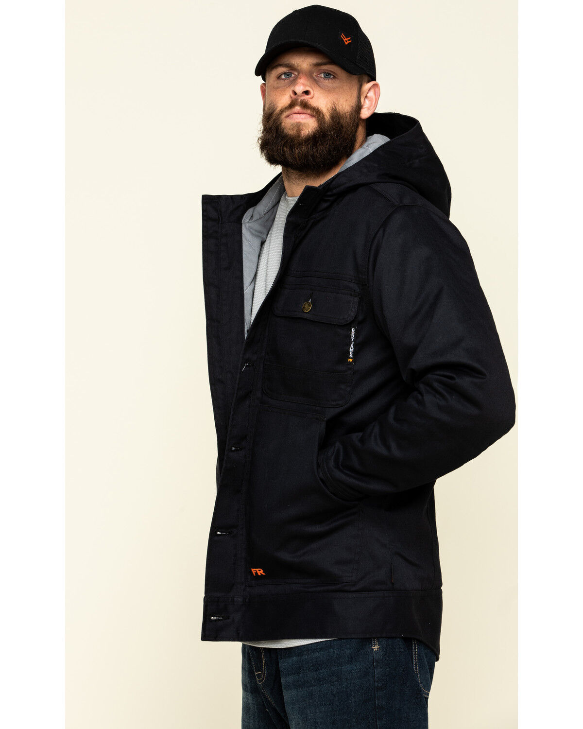 Image #3 - Cody James Men's FR Hooded Duck Work Jacket - Tall, Black, hi-res