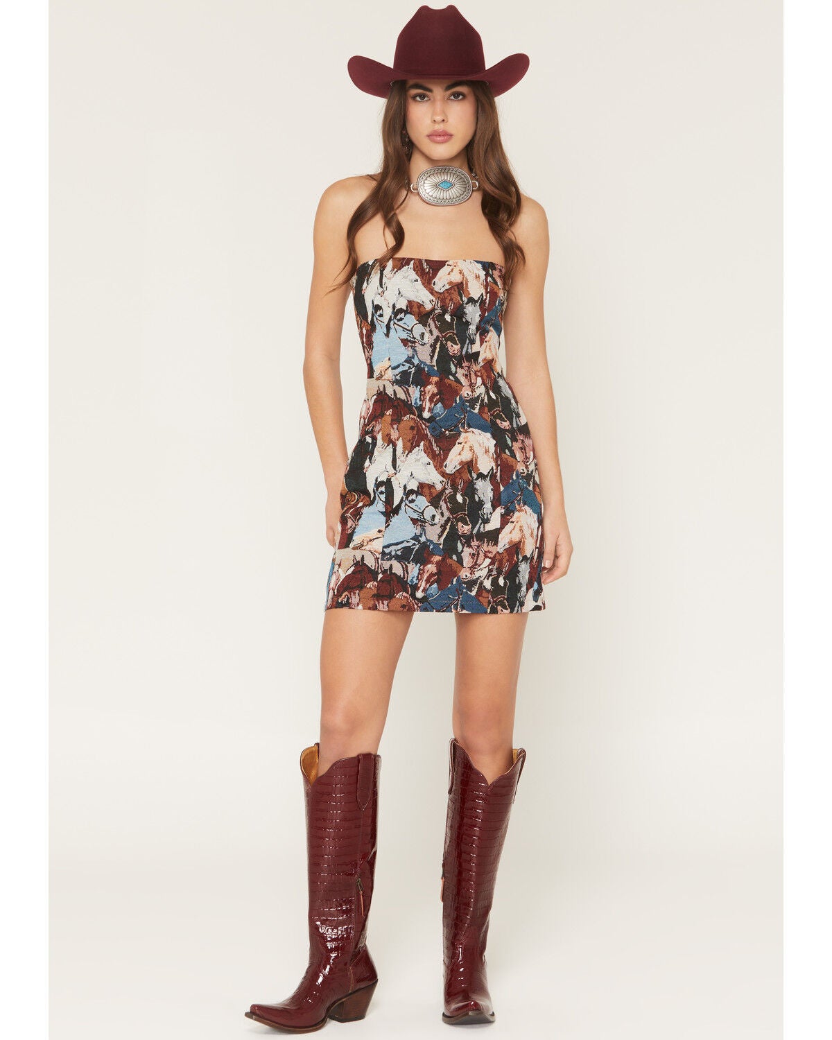 Blue B Women's Sleeveless Horse Tapestry Mini Dress, Multi, hi-res