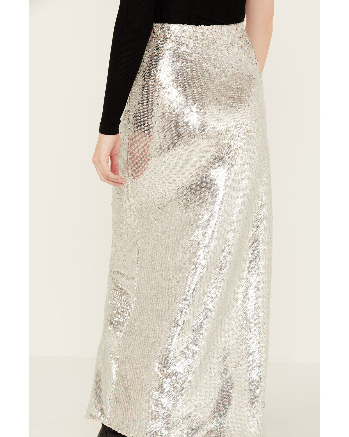 Image #5 - By Together Women's Sequins Maxi Skirt, Silver, hi-res