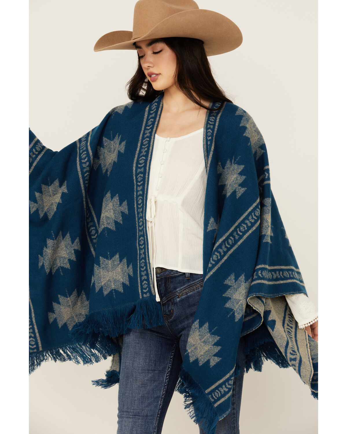 Image #3 - Idyllwind Women's Fesslers Reversible Shawl, Indigo, hi-res