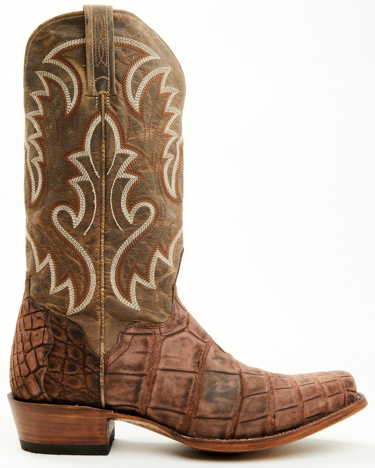 Image #2 - El Dorado Men's Exotic Alligator Western Boots - Square Toe, Brown, hi-res