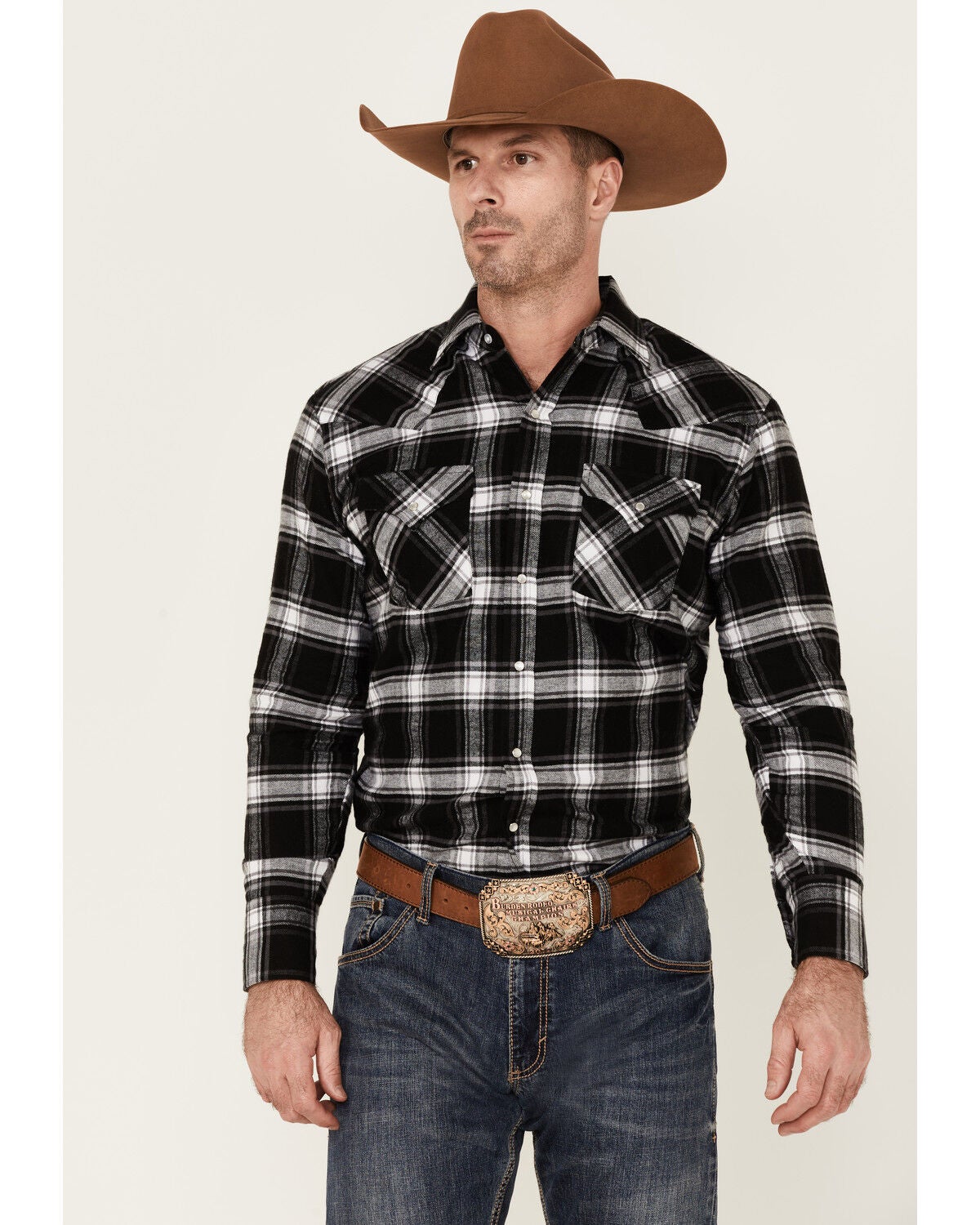 Ely Walker Men's Black Small Plaid Long 