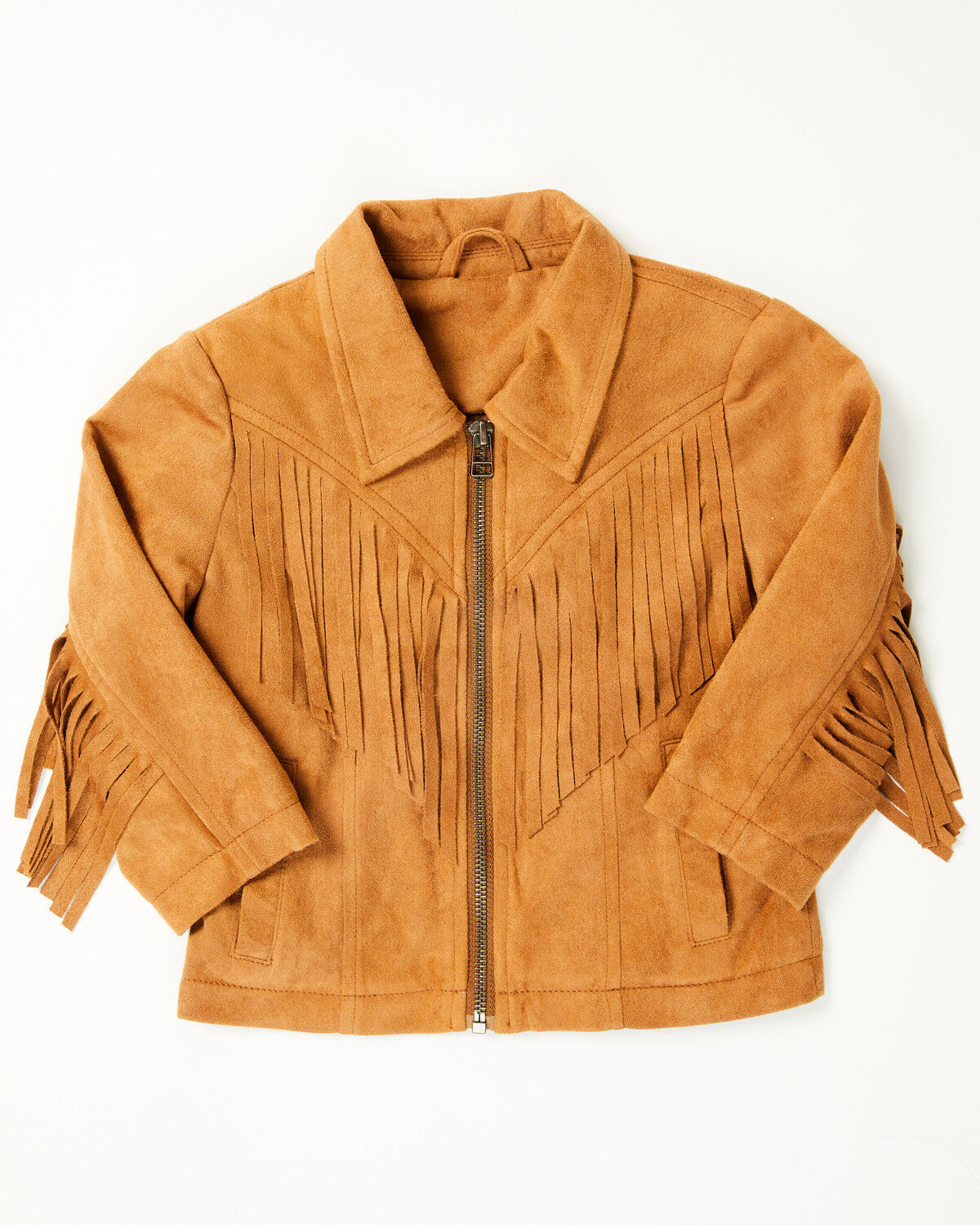 Image #1 - Fonria Toddler Girls' Solid Fringe Jacket, Camel, hi-res