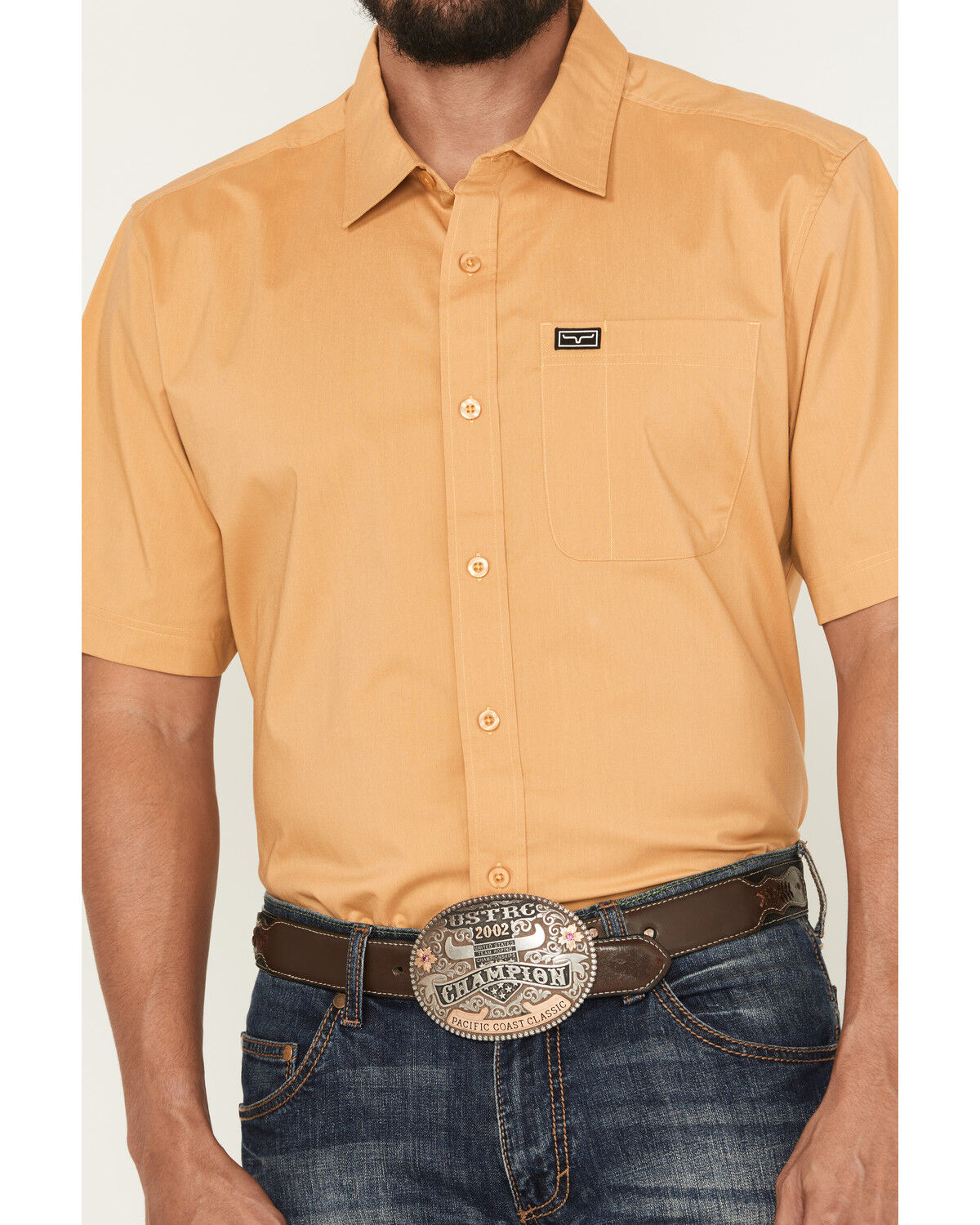 Image #3 - Kimes Ranch Men's Linville Solid Short Sleeve Button-Down Western Shirt, Gold, hi-res