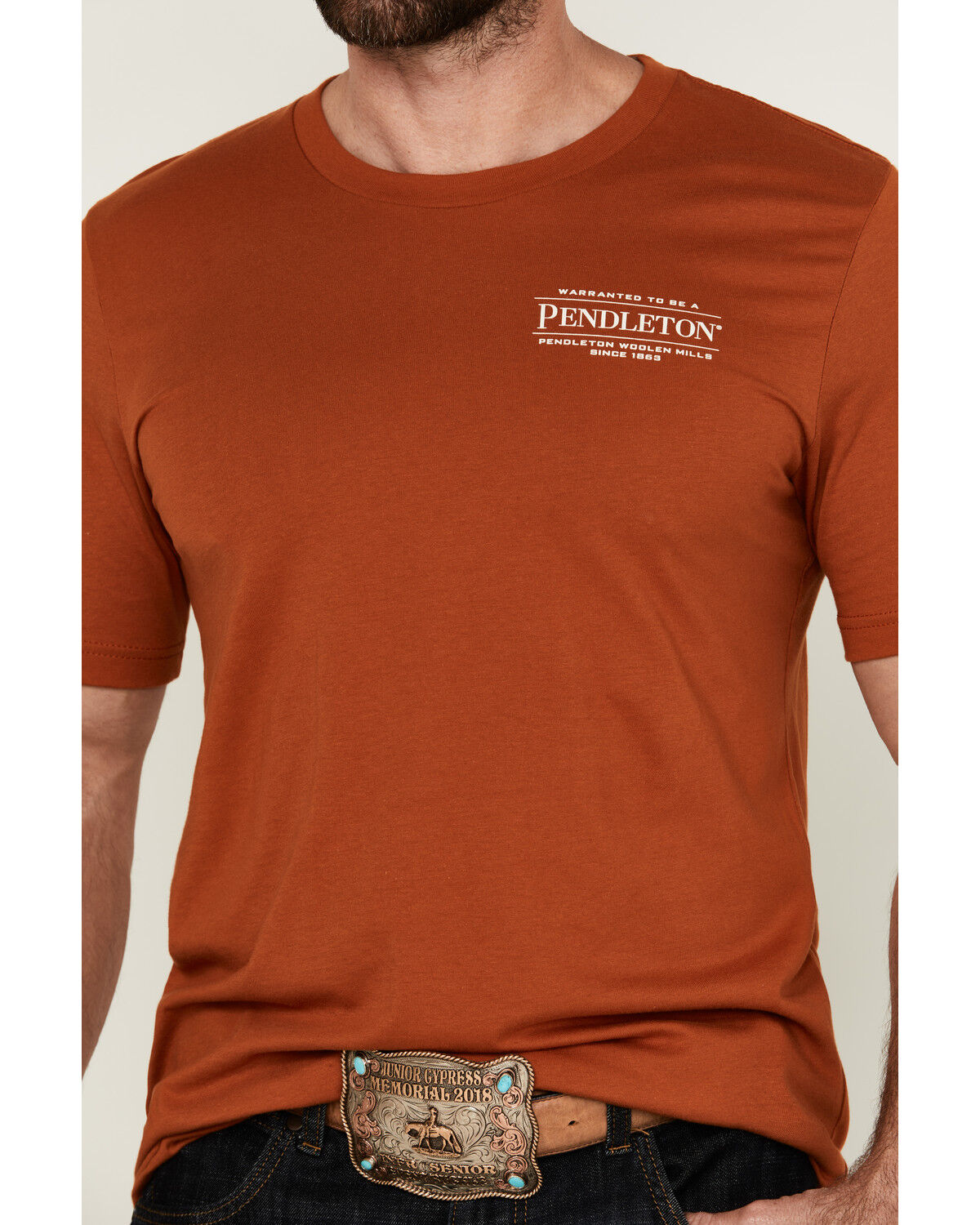 Image #3 - Pendleton Men's Boot Barn Exclusive Chief Joseph Logo Short Sleeve Graphic T-Shirt, Rust, hi-res