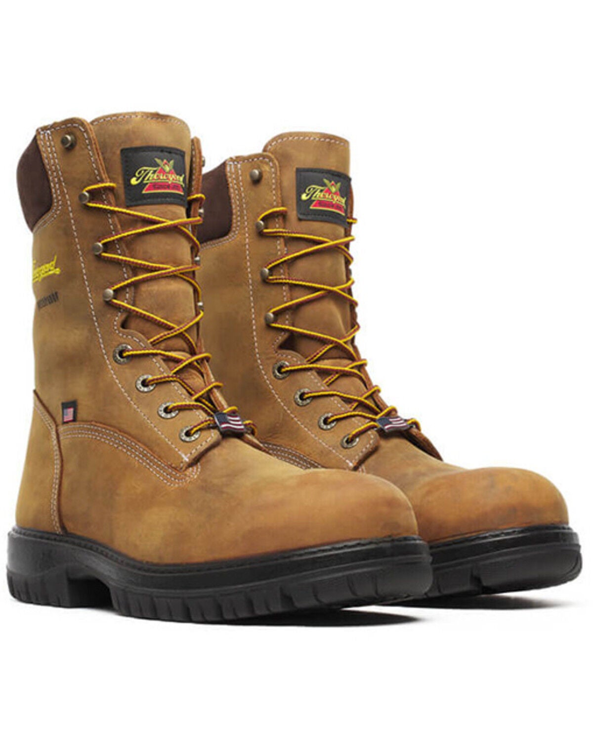 Thorogood Men's 8" USA Genesis Lace-Up Waterproof Work Boots - Soft Toe, Brown, hi-res