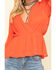 Flying Tomato Women's Red Chiffon Surplice Long Sleeve Top, Red, hi-res
