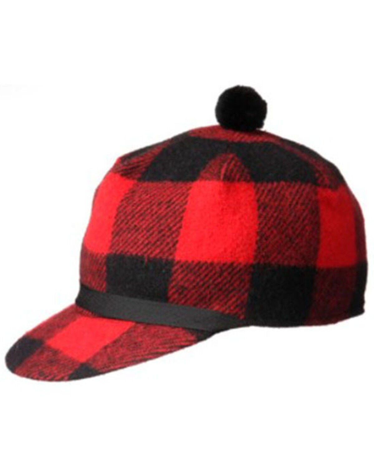 Crown Cap Men's Buffalo Check Stockman Work Cap, Black/red, hi-res
