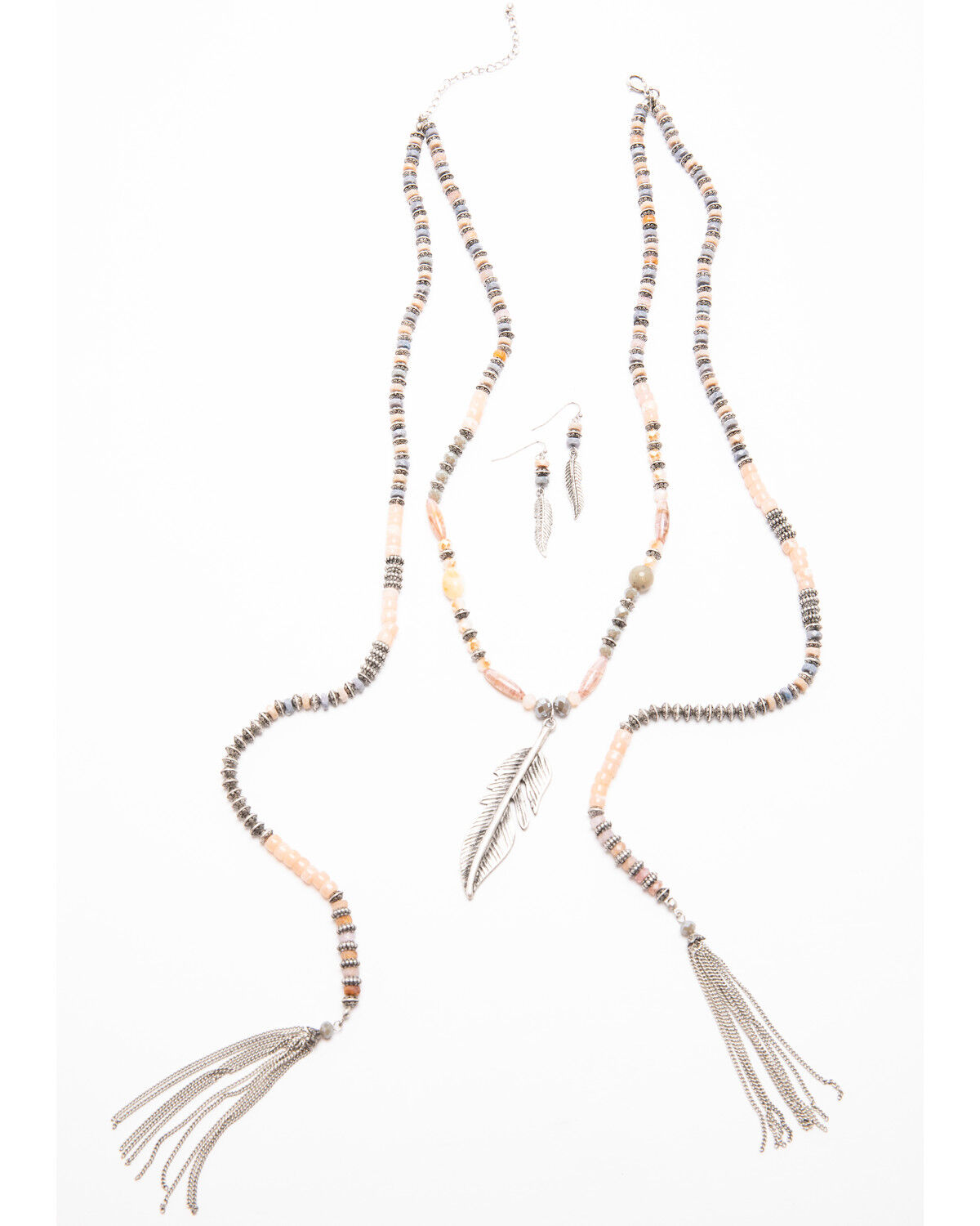 Image #1 - Shyanne Women's Moonlit Feather Beaded Wrap Jewelry Set - 2 Piece, Silver, hi-res