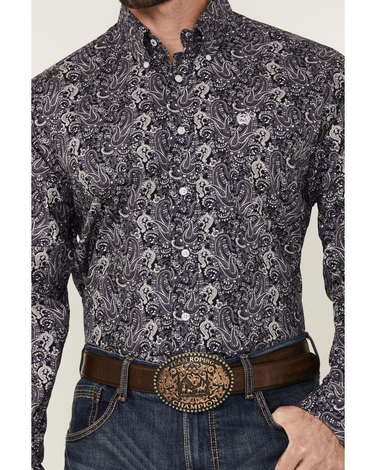 Image #3 - Cinch Men's Paisley Print Long Sleeve Button-Down Western Shirt - Big, Multi, hi-res