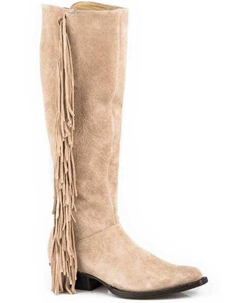 Image #1 - Stetson Women's Dani Suede Tall Western Boots - Snip Toe, Brown, hi-res