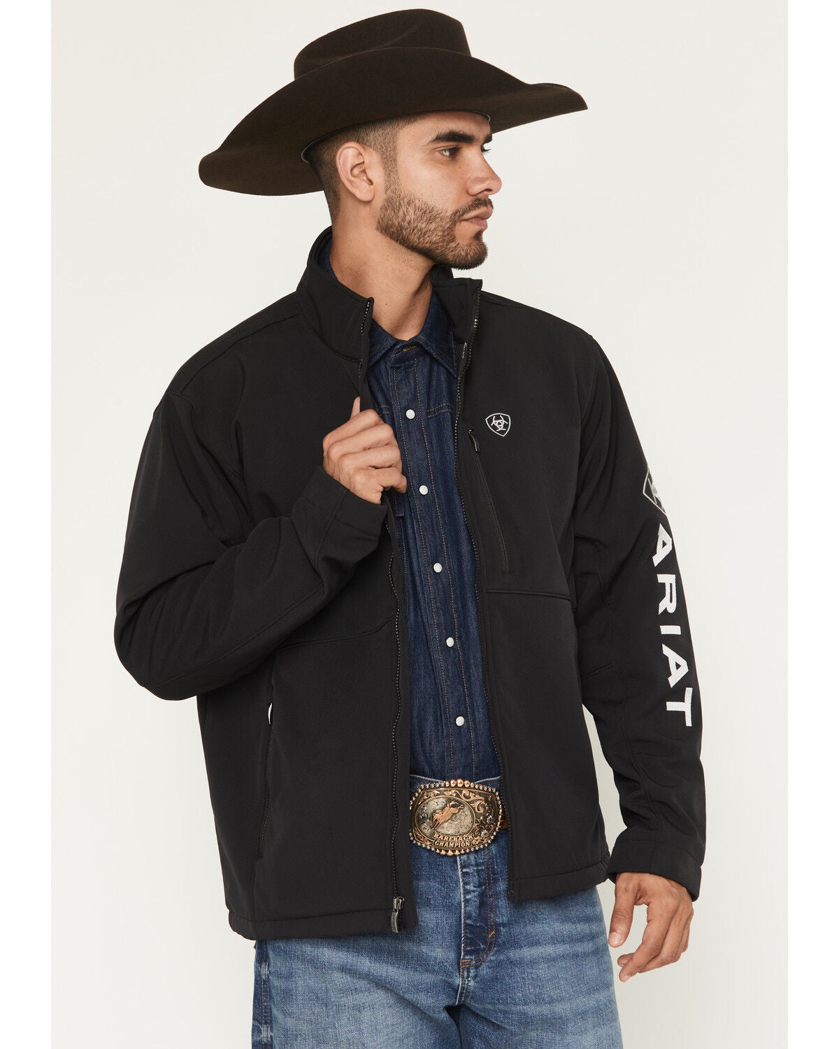 Image #1 - Ariat Men's Logo Concealed Carry Softshell Jacket - Tall, Black, hi-res