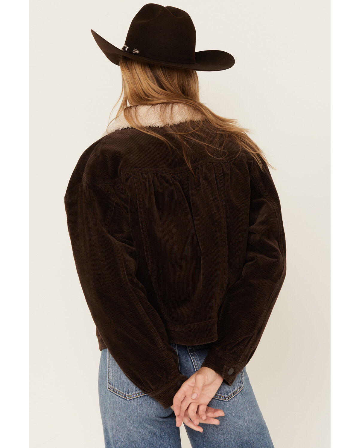 Image #5 - Cleo + Wolf Women's Corduroy Sherpa Trucker Jacket, Chocolate, hi-res