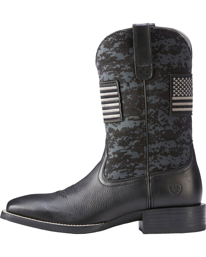 Ariat Men's Black Camo Sport Patriot Western Boots - Square Toe , Black, hi-res