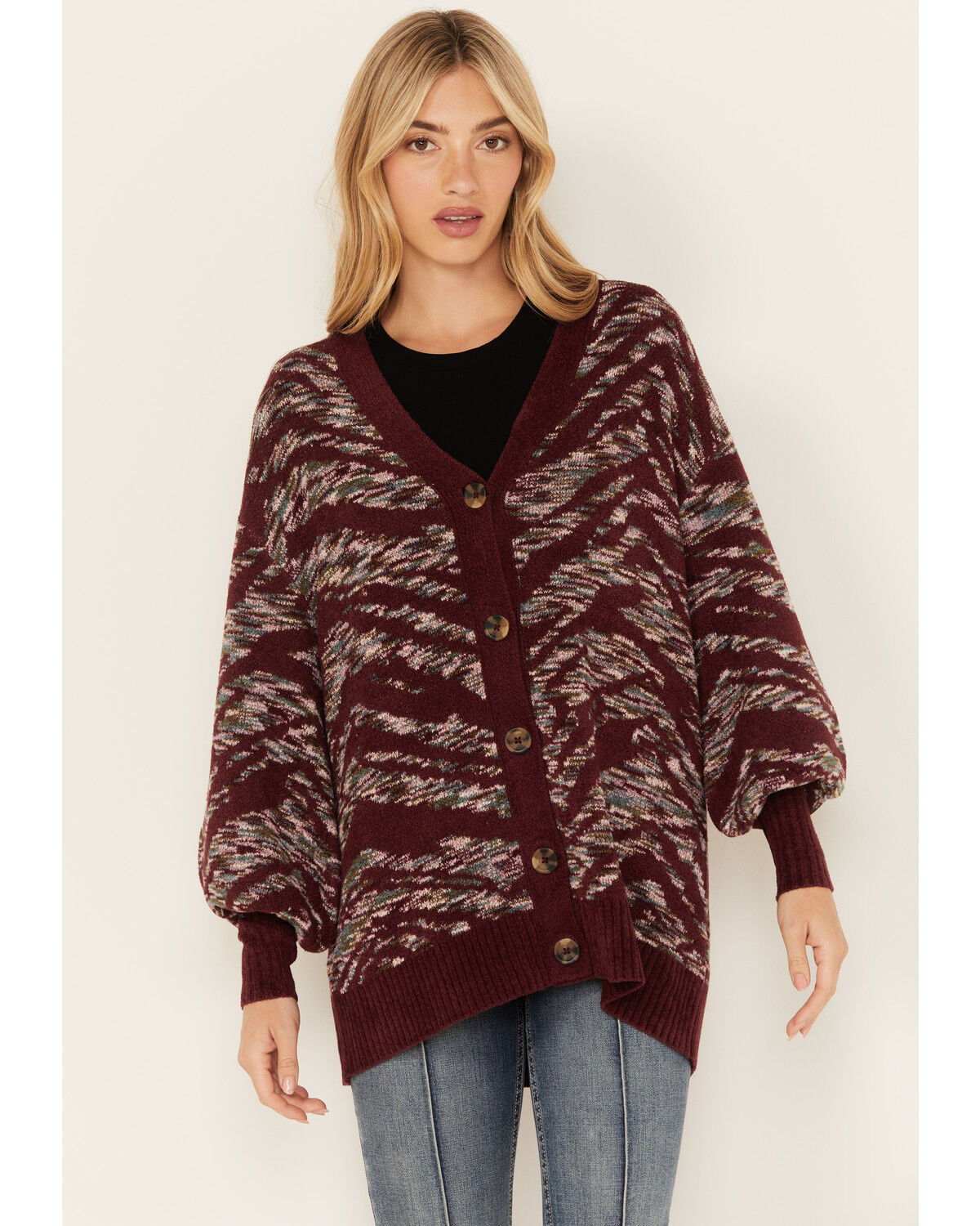 Image #1 - Shyanne Women's Artisinal Cardigan, Maroon, hi-res
