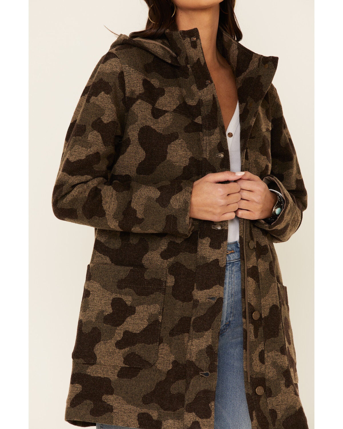 Image #3 - Pendleton Women's Multi Camo Wool Hooded Parka Jacket , , hi-res