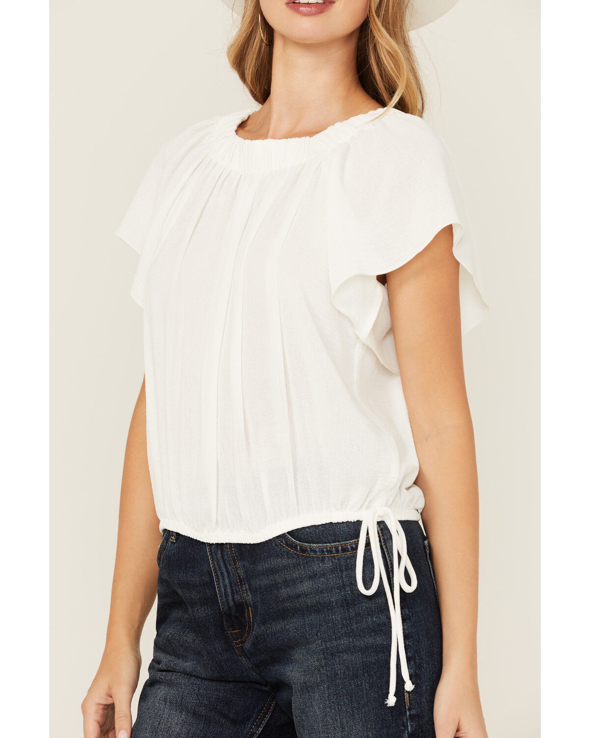 Image #3 - Wild Moss Women's Flutter Sleeve Peasant Top, Ivory, hi-res