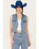 Image #2 - Lee Women's Light Wash Denim Button Up Rainbow Vest, Blue, hi-res
