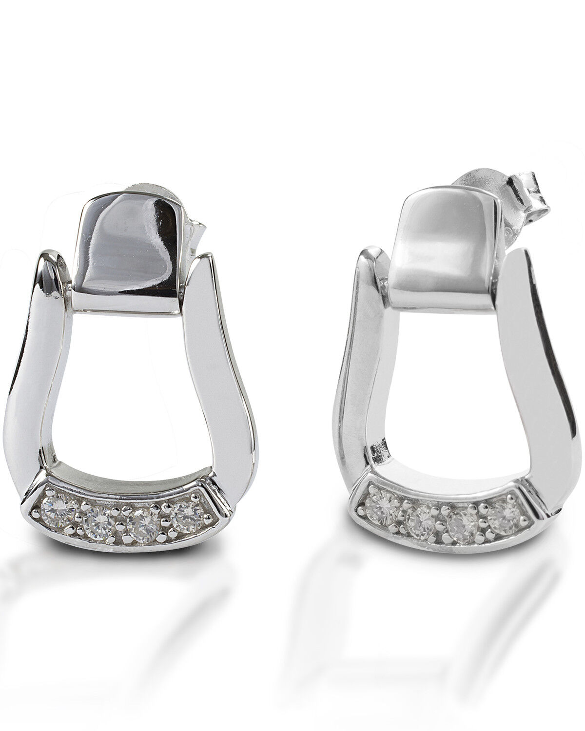 Image #1 - Kelly Herd Women's Oxbow Stirrup Post Back Earrings, Silver, hi-res